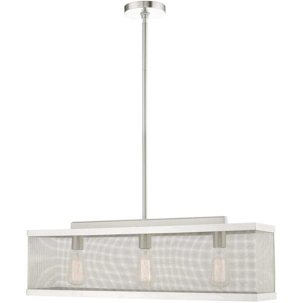 Nickel Three Light Metal Dimmable Chandelier With Shades