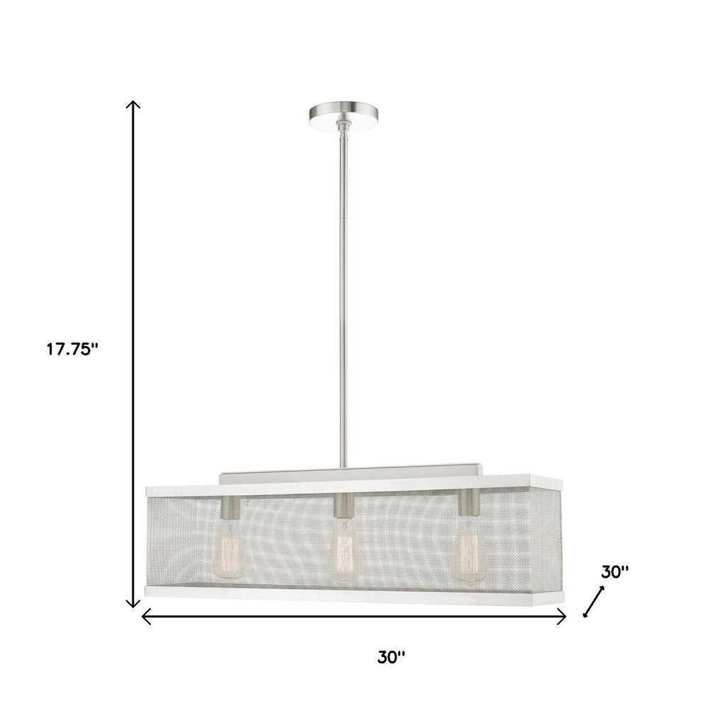Nickel Three Light Metal Dimmable Chandelier With Shades