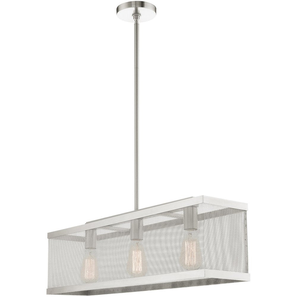 Nickel Three Light Metal Dimmable Chandelier With Shades