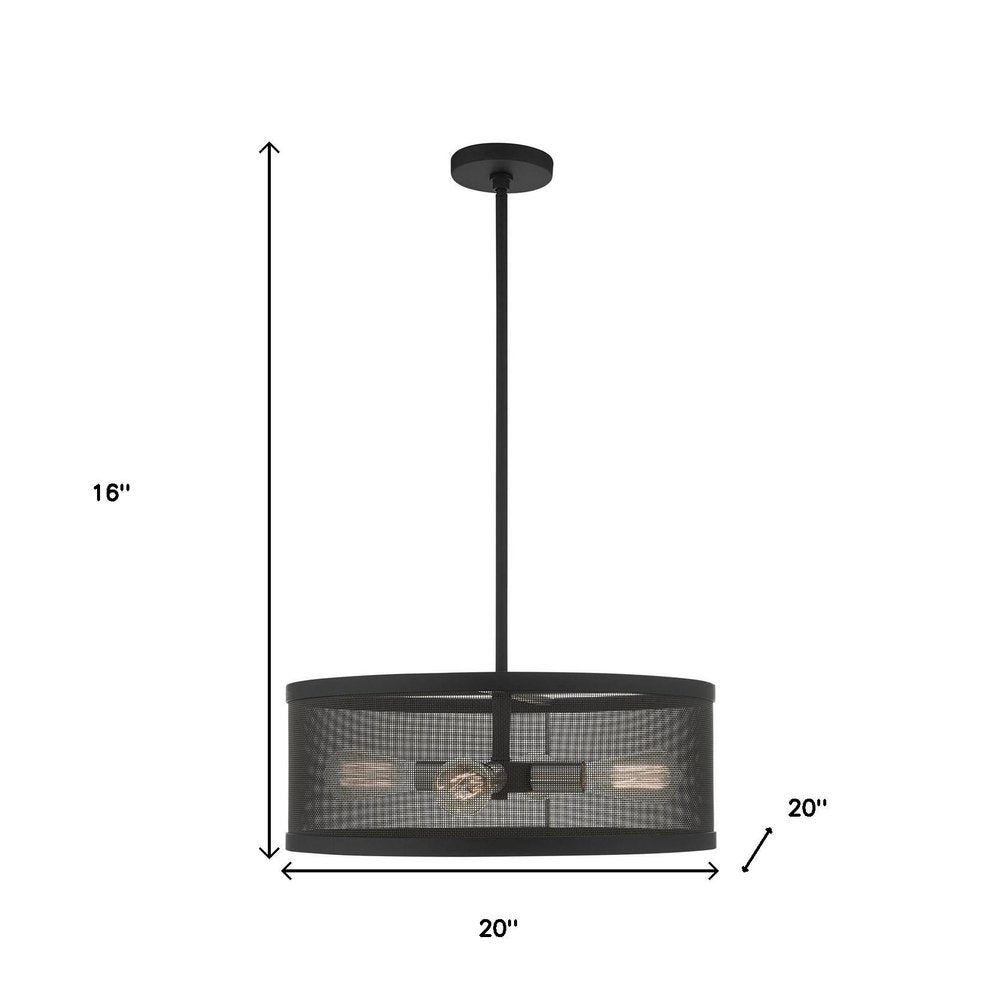 Black Four Light Metal Dimmable Chandelier With Shades