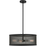 Black Four Light Metal Dimmable Chandelier With Shades