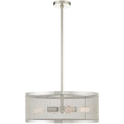 Nickel Four Light Metal Dimmable Chandelier With Shades