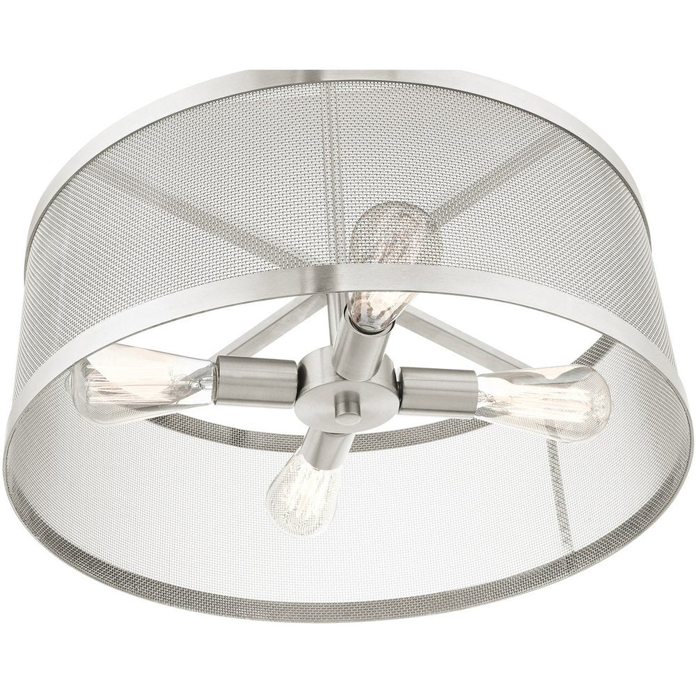 Nickel Four Light Metal Dimmable Chandelier With Shades