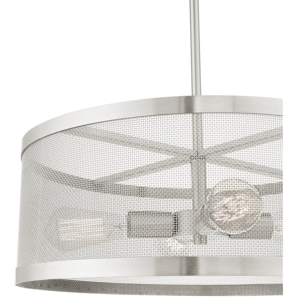 Nickel Four Light Metal Dimmable Chandelier With Shades