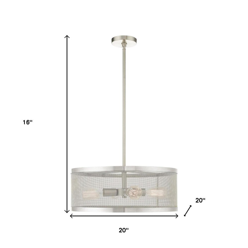 Nickel Four Light Metal Dimmable Chandelier With Shades