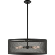 Black Five Light Metal Dimmable Chandelier With Shades