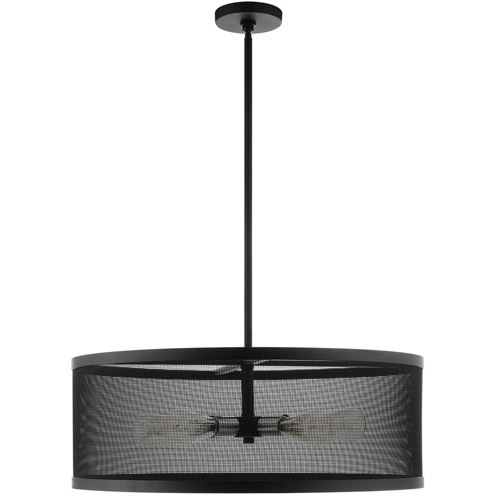 Black Five Light Metal Dimmable Chandelier With Shades