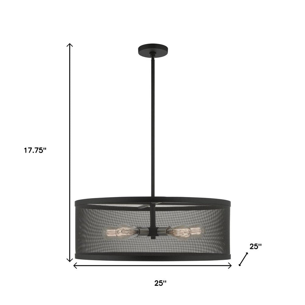 Black Five Light Metal Dimmable Chandelier With Shades
