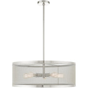 Nickel Five Light Metal Dimmable Chandelier With Shades