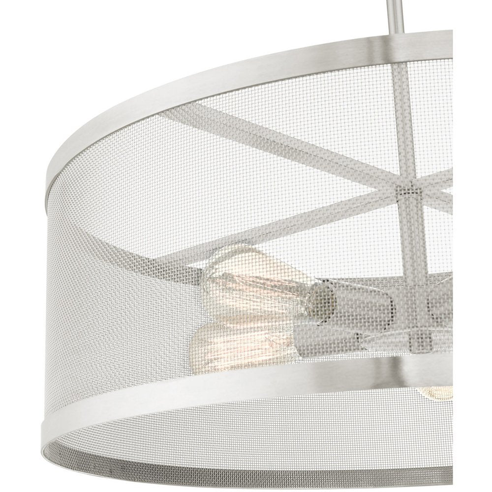 Nickel Five Light Metal Dimmable Chandelier With Shades