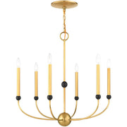 Six Light Dimmable Chandelier With Shades