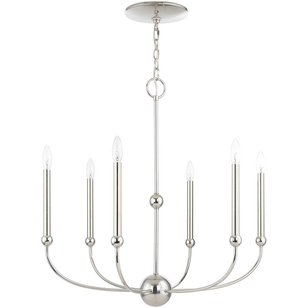 Six Light Dimmable Chandelier With Shades