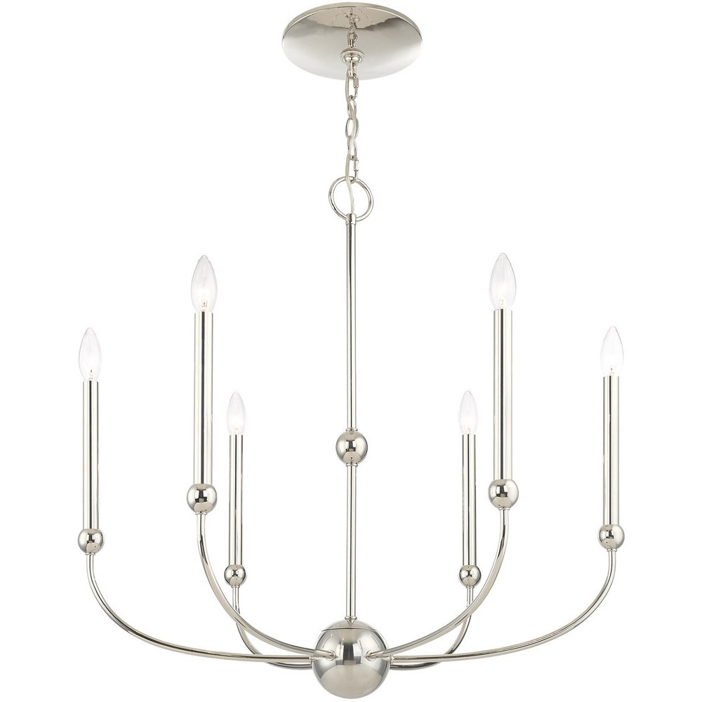 Six Light Dimmable Chandelier With Shades