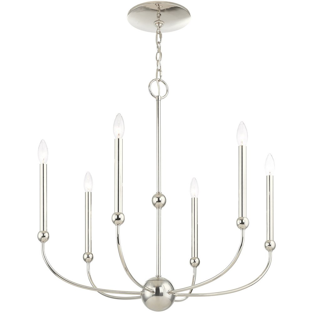 Six Light Dimmable Chandelier With Shades