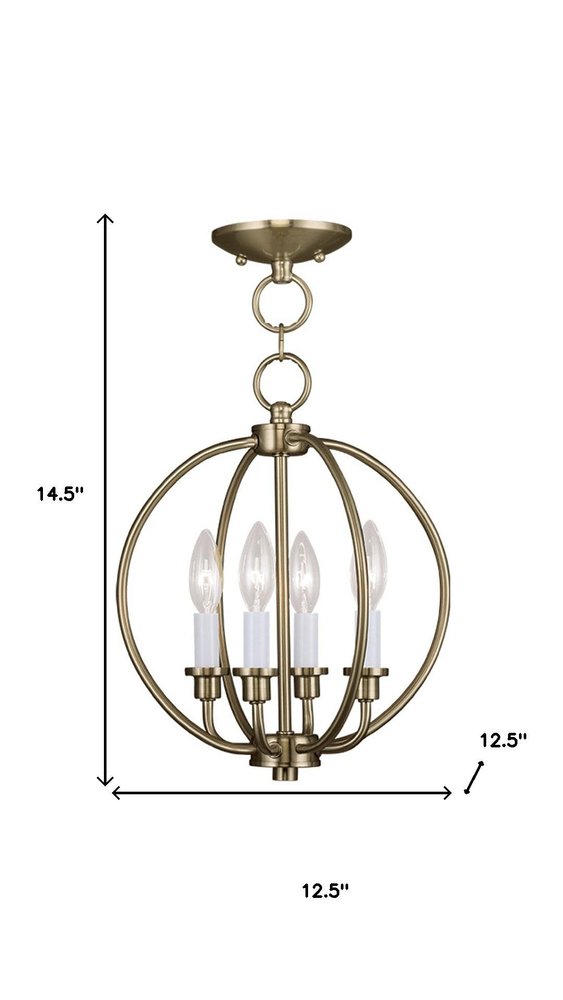 Brass And White Four Light Metal Dimmable Chandelier With Shades