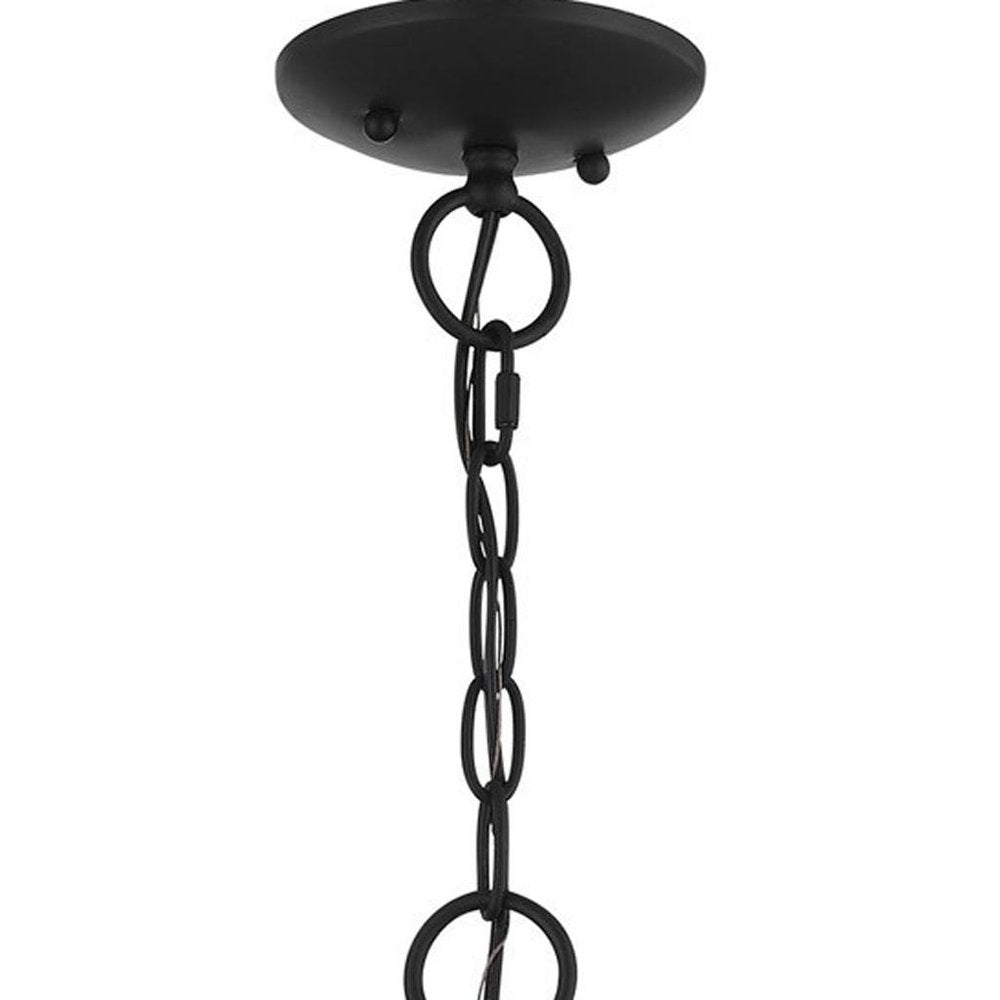 Black Four Light Metal Dimmable Chandelier With Shades