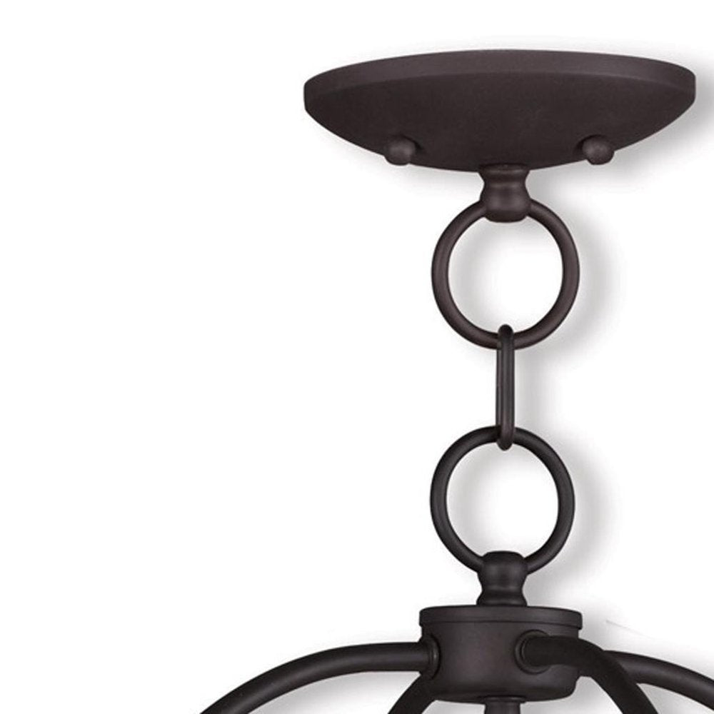 Bronze Four Light Metal Dimmable Chandelier With Shades