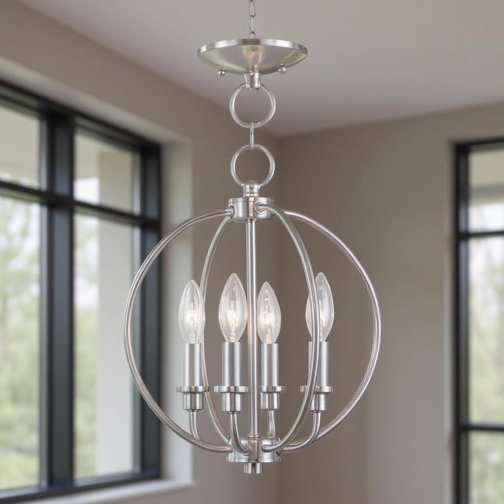 Four Light Dimmable Chandelier With Shades