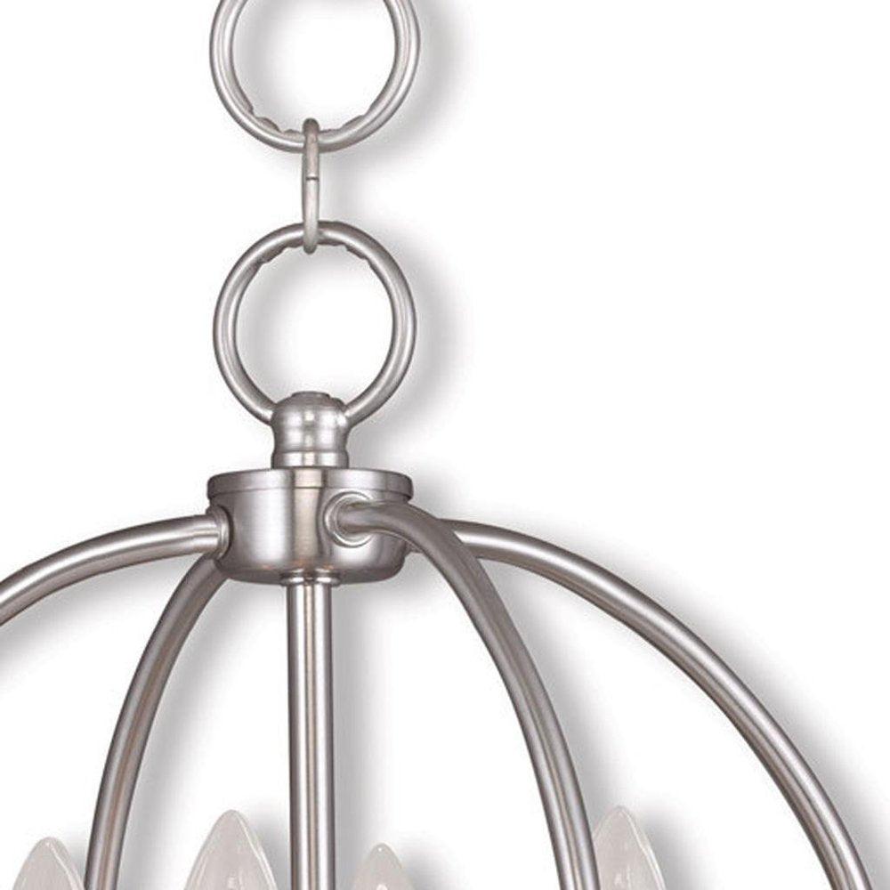 Nickel Four Light Metal Dimmable Chandelier With Shades