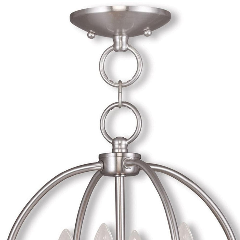 Nickel Four Light Metal Dimmable Chandelier With Shades