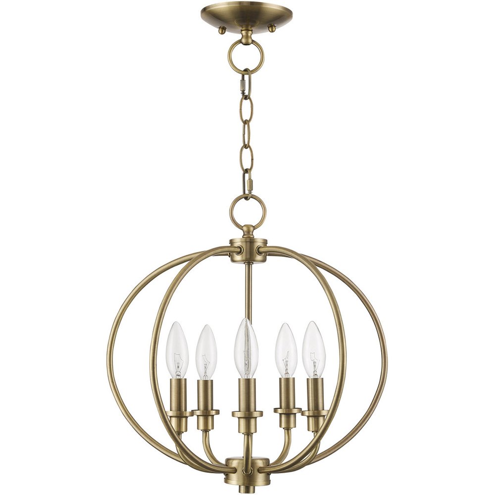 Five Light Dimmable Chandelier With Shades