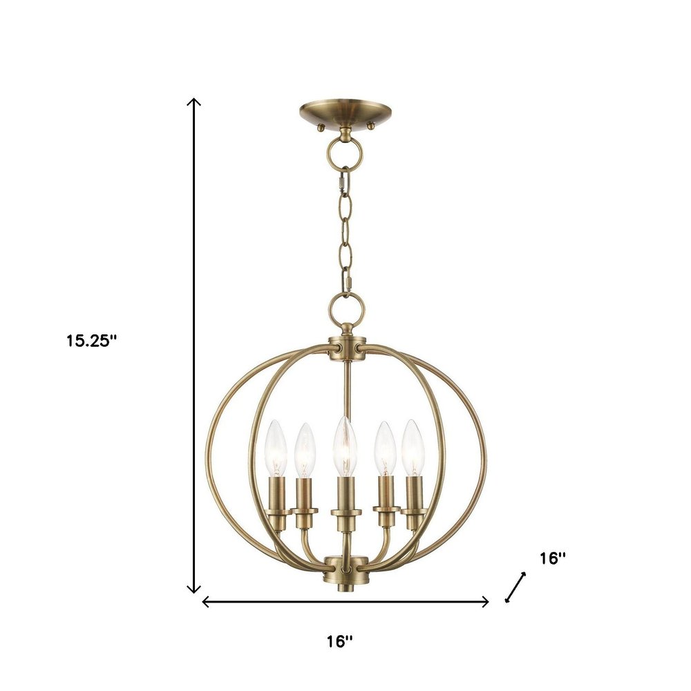 Five Light Dimmable Chandelier With Shades