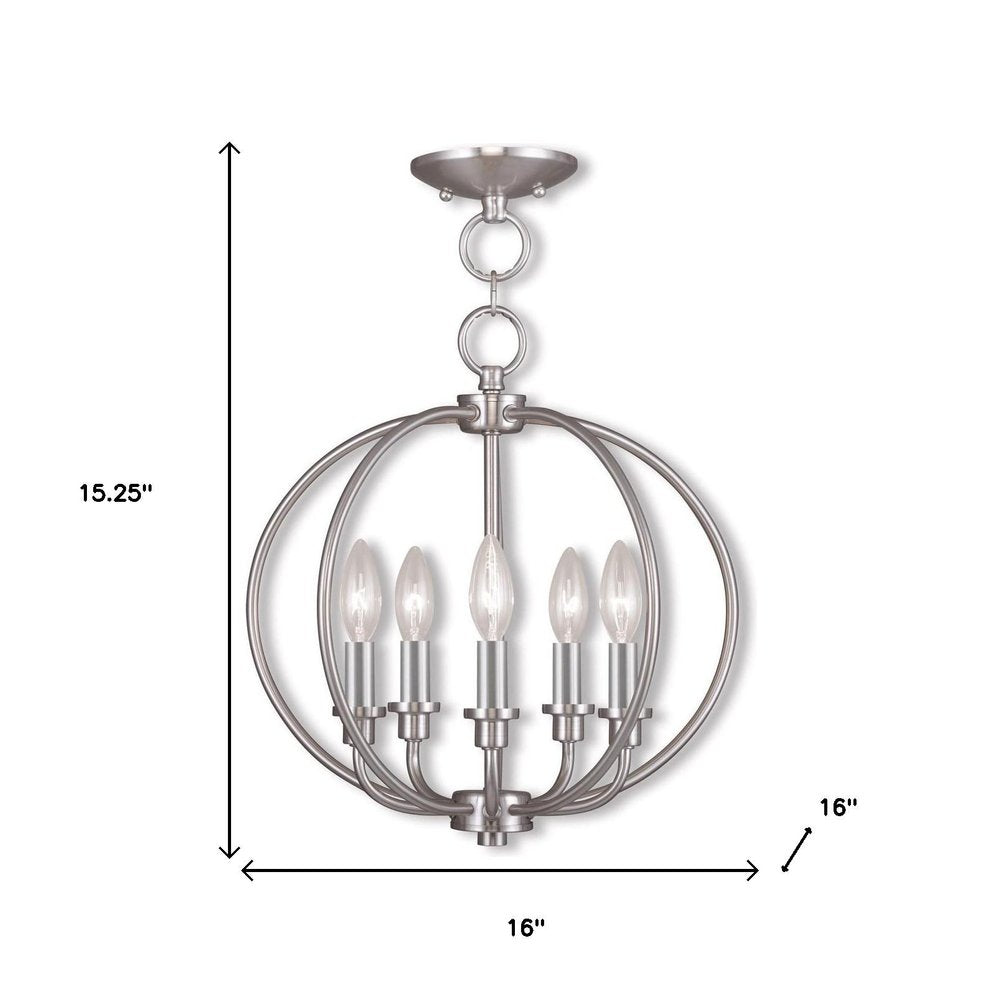 Five Light Dimmable Chandelier With Shades