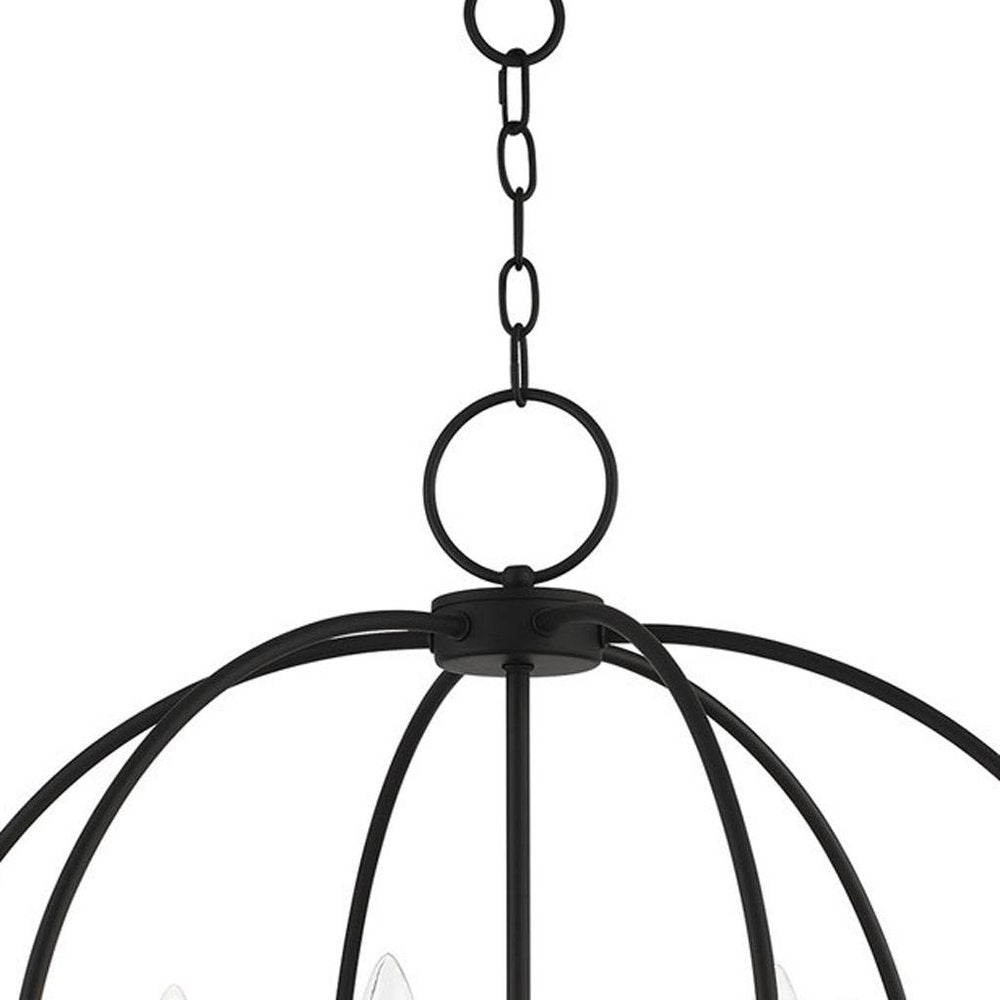 Black Six Light Metal Dimmable Chandelier With Shades