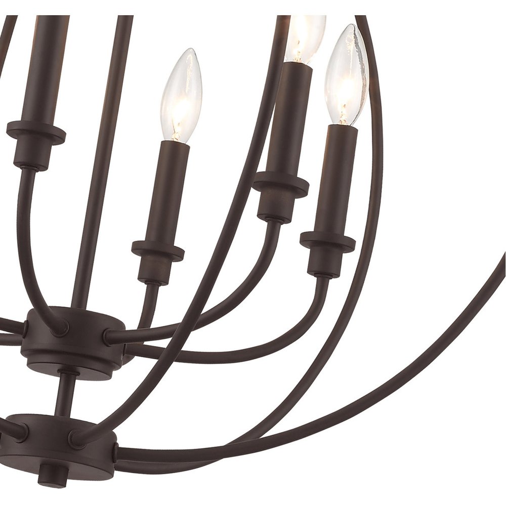 Bronze Six Light Metal Dimmable Chandelier With Shades