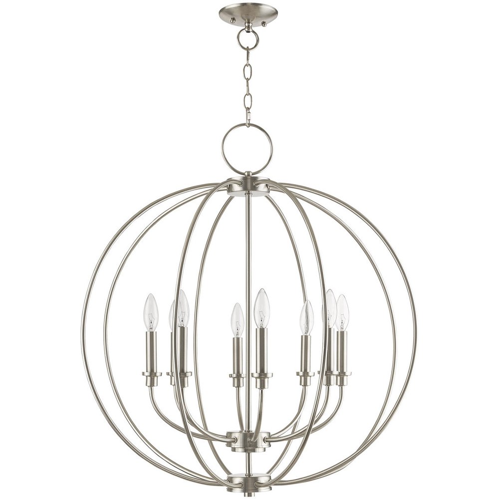Eight Light Dimmable Chandelier With Shades