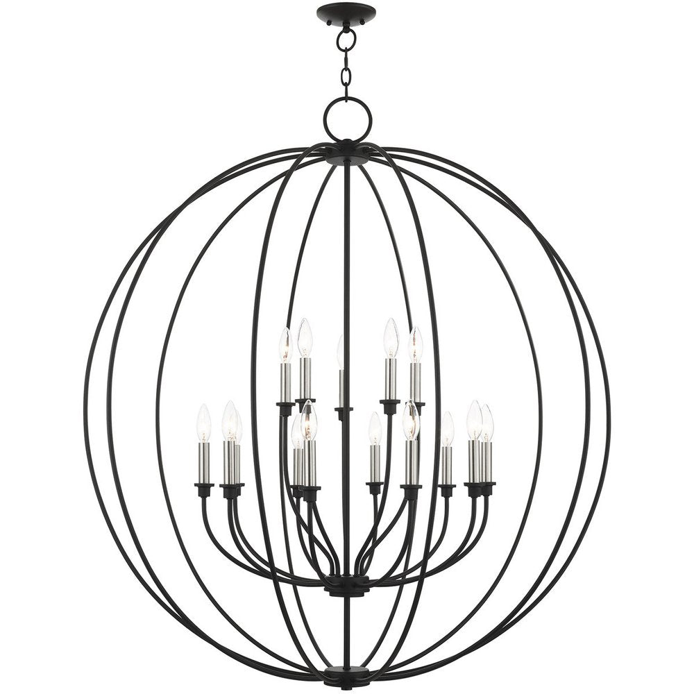 Black Multi Light Metal Dimmable Chandelier With Shades
