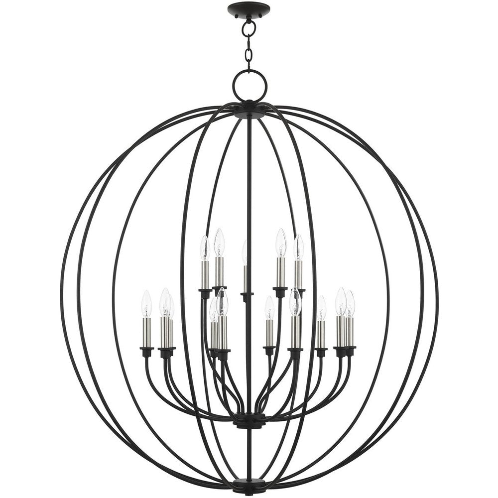 Black Multi Light Metal Dimmable Chandelier With Shades
