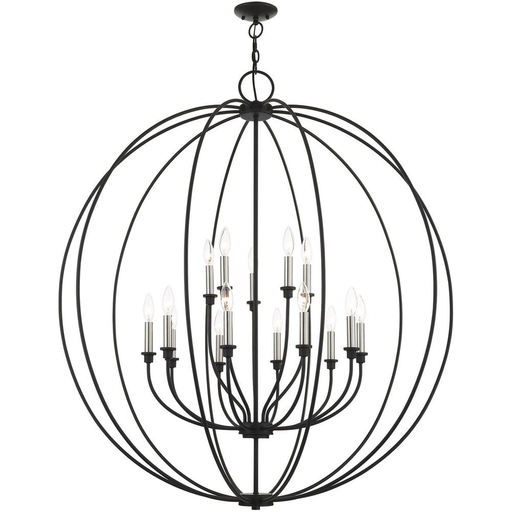 Black Multi Light Metal Dimmable Chandelier With Shades