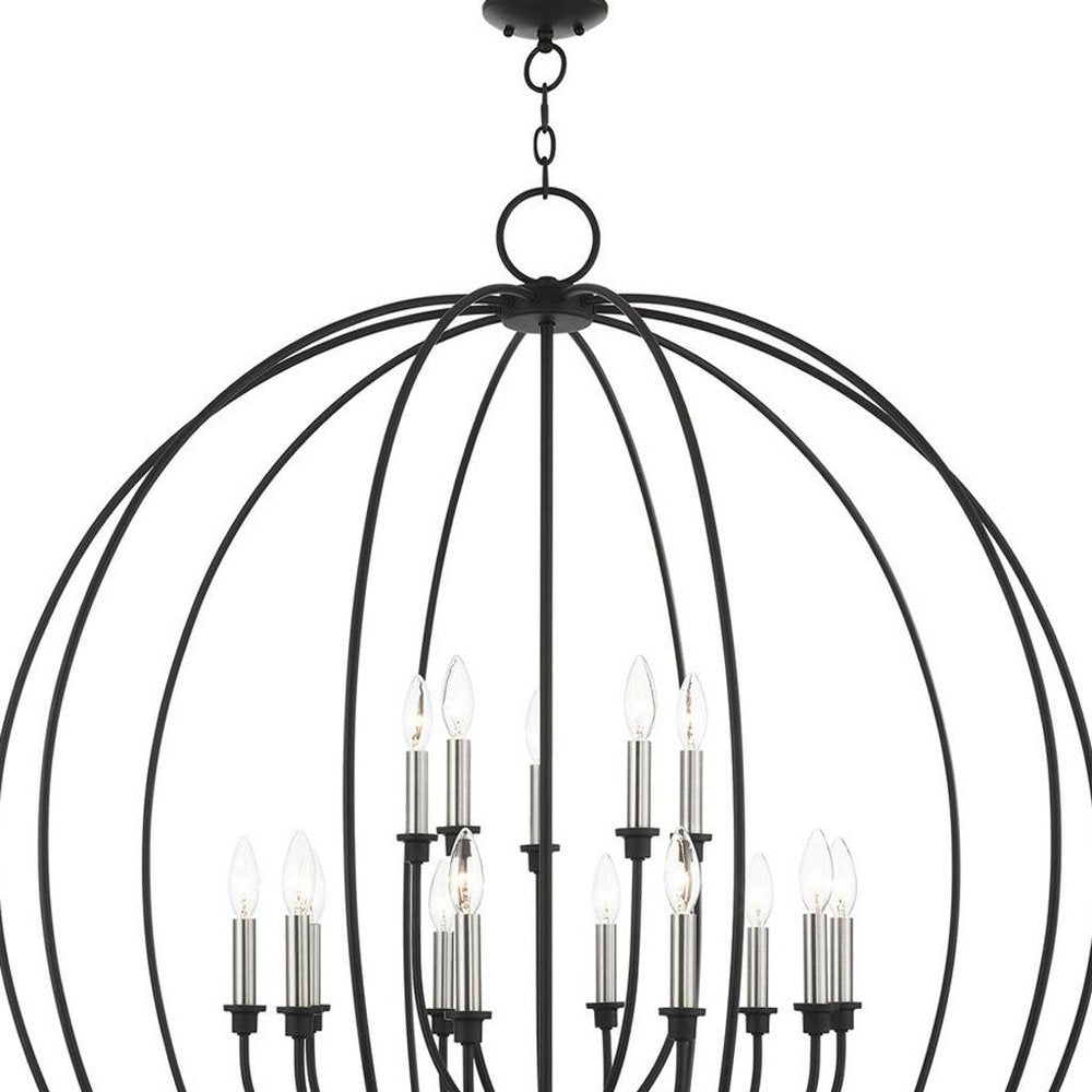 Black Multi Light Metal Dimmable Chandelier With Shades