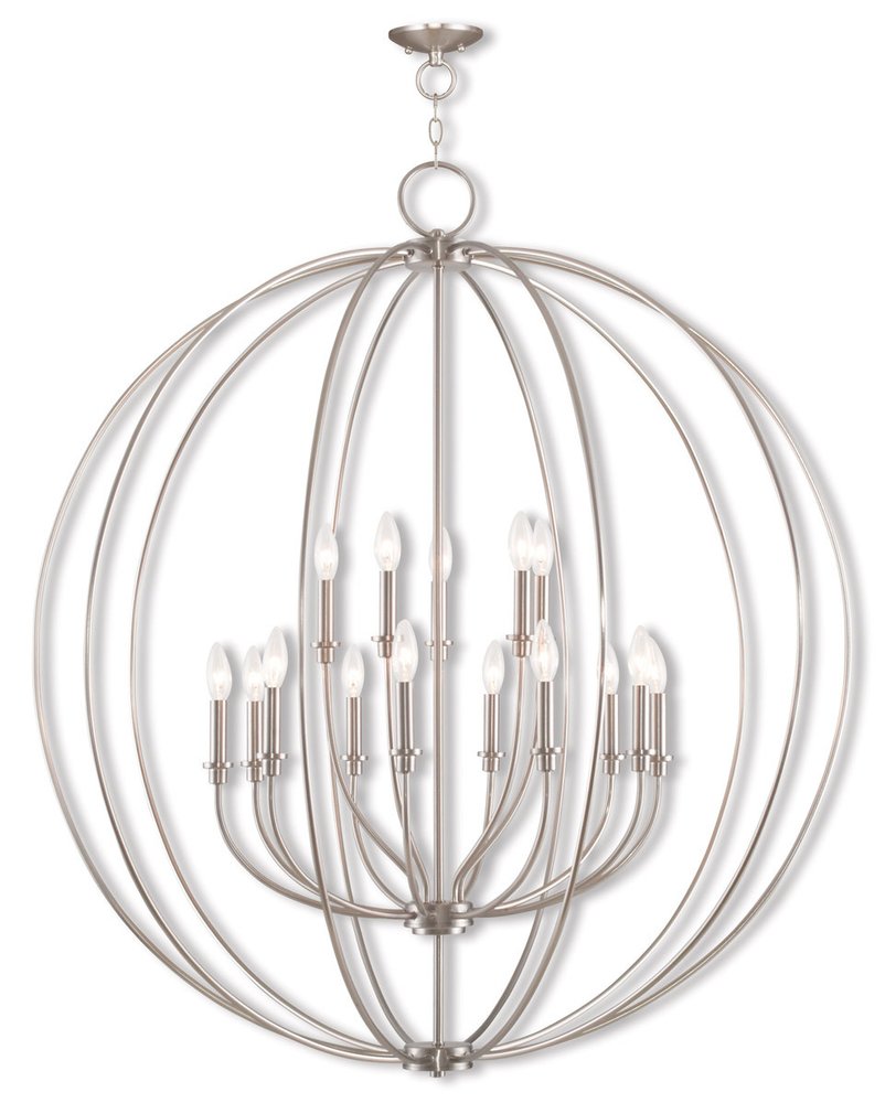 Nickel Multi Light Metal Dimmable Chandelier With Shades