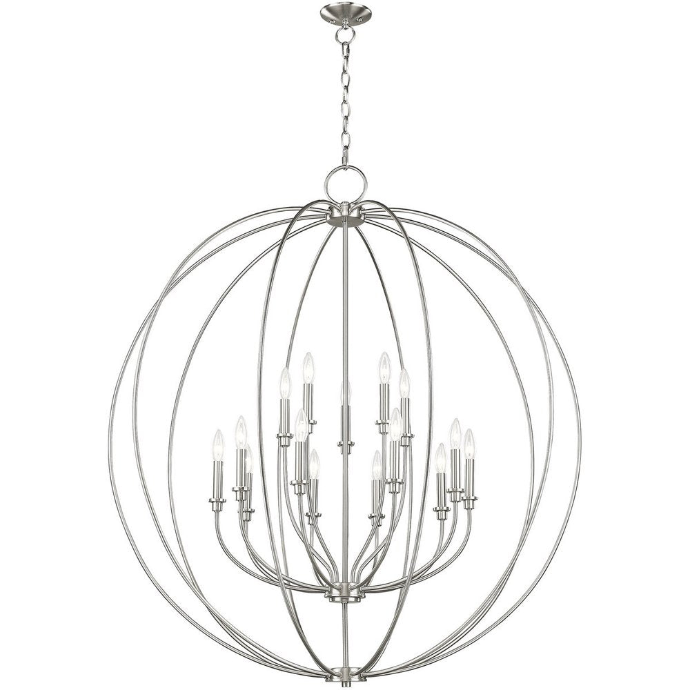Nickel Multi Light Metal Dimmable Chandelier With Shades