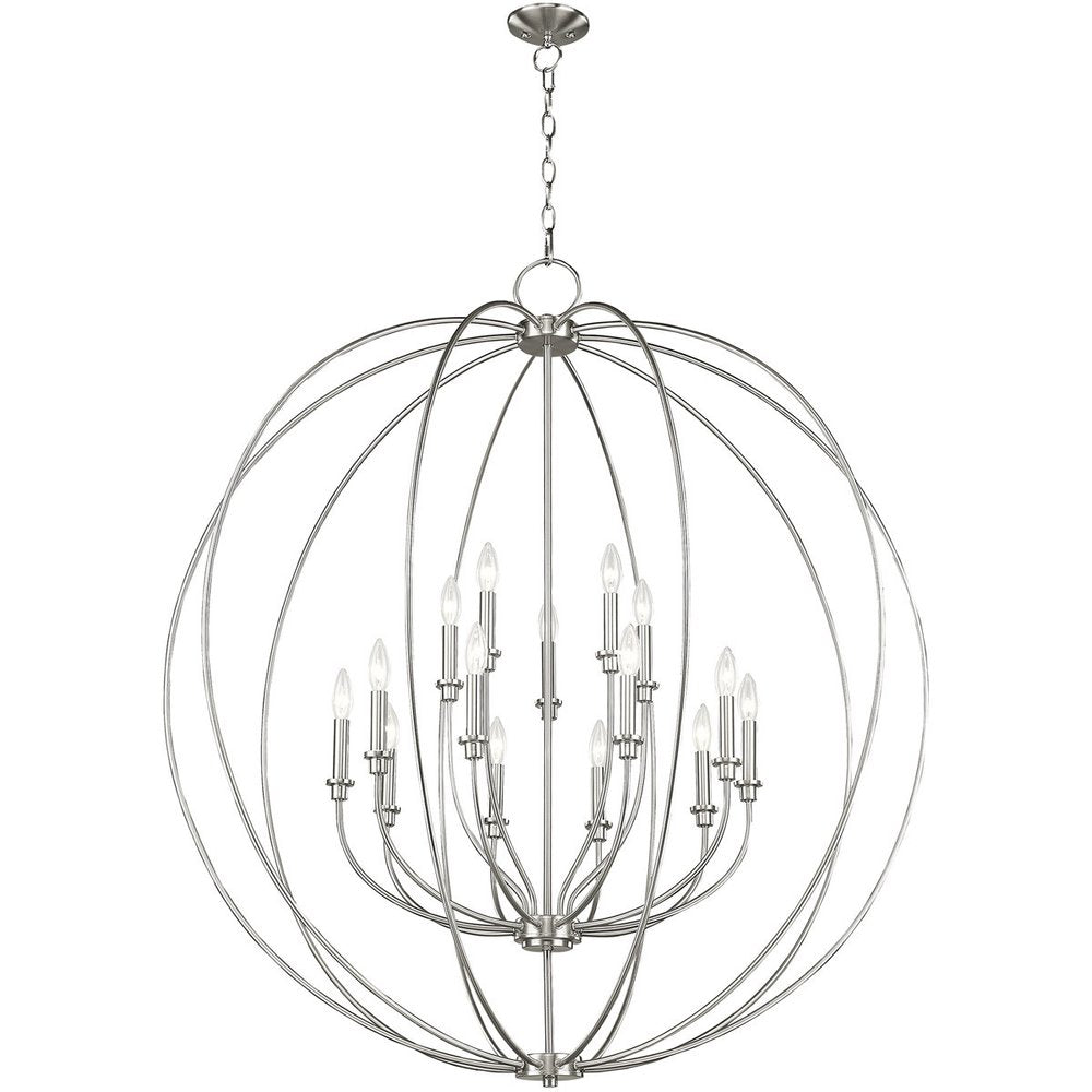 Nickel Multi Light Metal Dimmable Chandelier With Shades