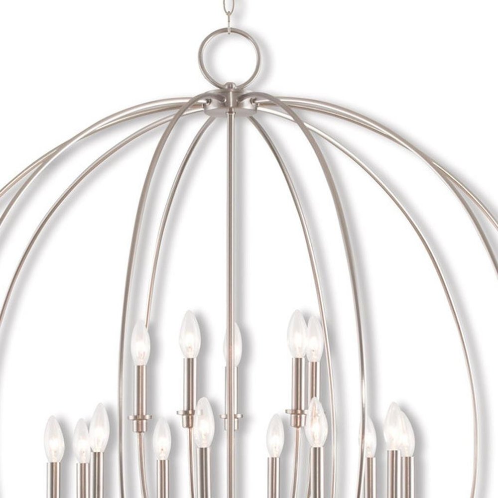 Nickel Multi Light Metal Dimmable Chandelier With Shades