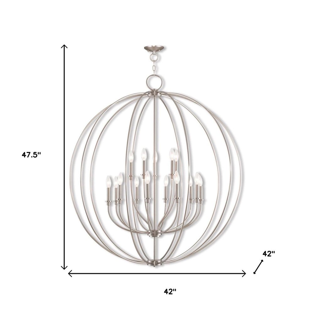 Nickel Multi Light Metal Dimmable Chandelier With Shades