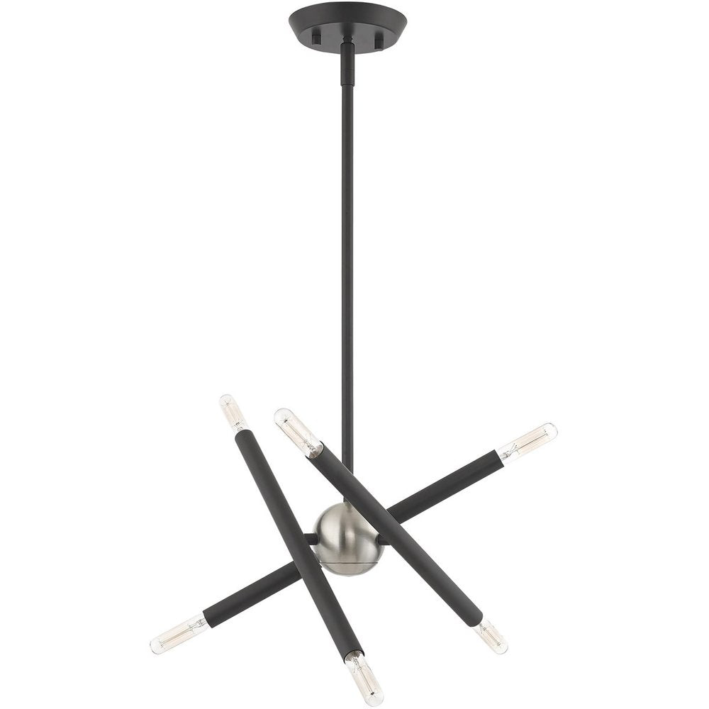 Gray Six Light Metal Dimmable Chandelier With Shades