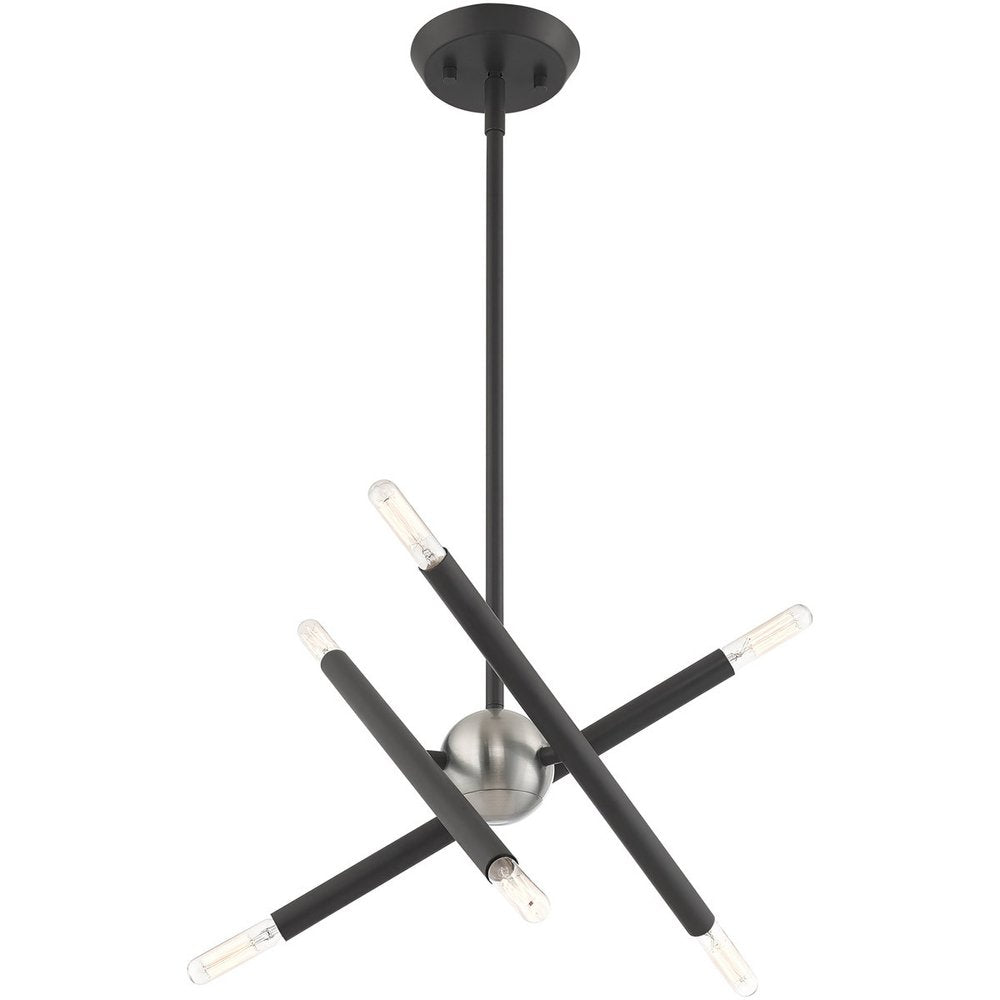 Gray Six Light Metal Dimmable Chandelier With Shades