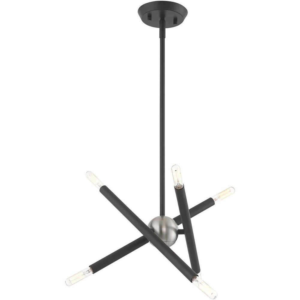Gray Six Light Metal Dimmable Chandelier With Shades