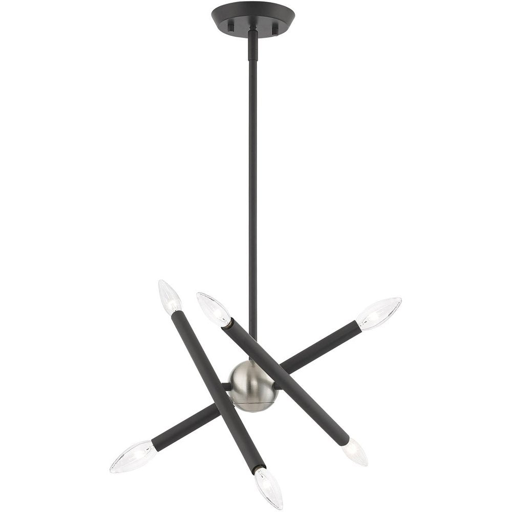 Gray Six Light Metal Dimmable Chandelier With Shades