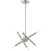 Nickel Six Light Metal Dimmable Chandelier With Shades