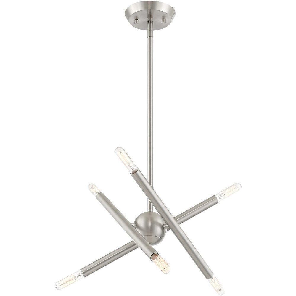 Nickel Six Light Metal Dimmable Chandelier With Shades