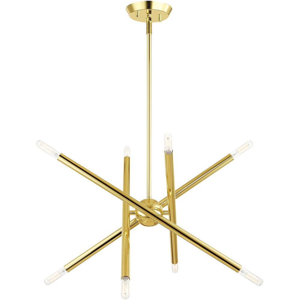 Brass Eight Light Metal Dimmable Chandelier With Shades
