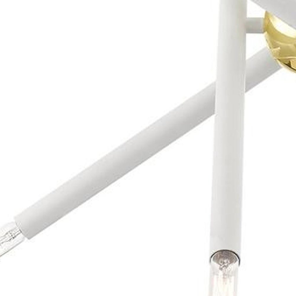White Eight Light Metal Dimmable Chandelier With Shades