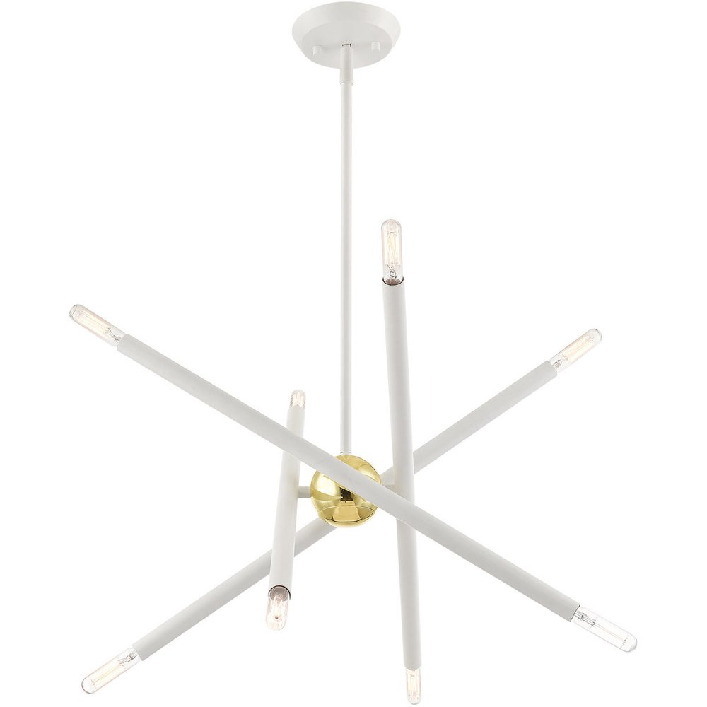 White Eight Light Metal Dimmable Chandelier With Shades