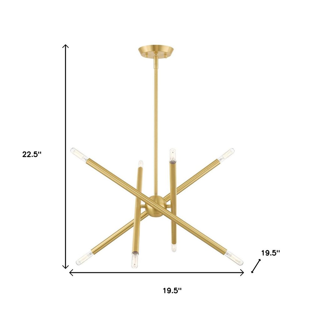 Brass Eight Light Metal Dimmable Chandelier With Shades