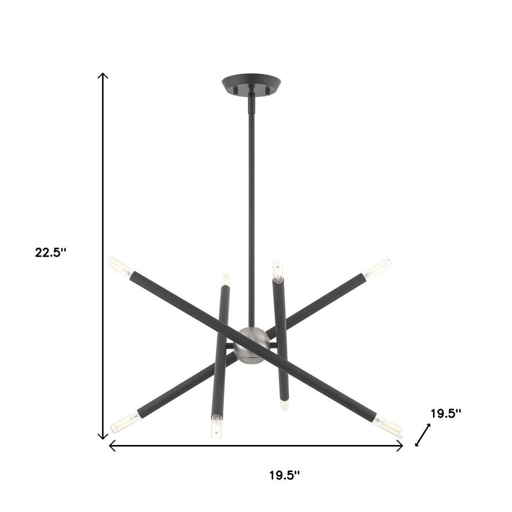 Gray Eight Light Metal Dimmable Chandelier With Shades